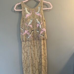 Bridesmaids Beaded Dress Tan
